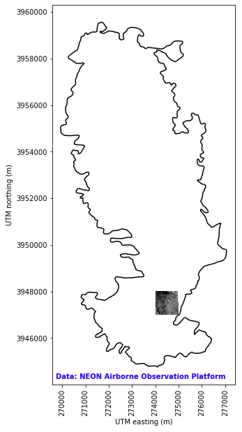 Figure 3: Map of the Chimney Tops 2 Fire Boundary with Sample NEON Data