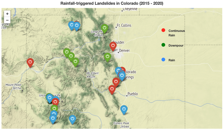 Rainfall-triggered Landslides in Colorado (2015-2020)