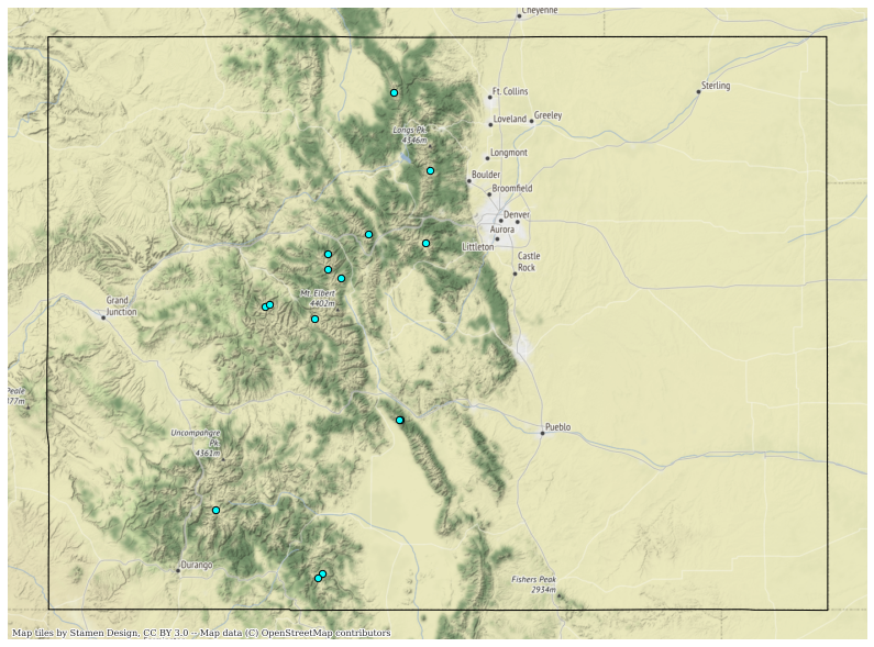 Lake map of Colorado