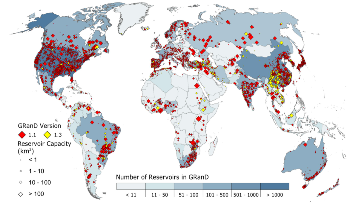Global Distribution of Reservoirs/Dams