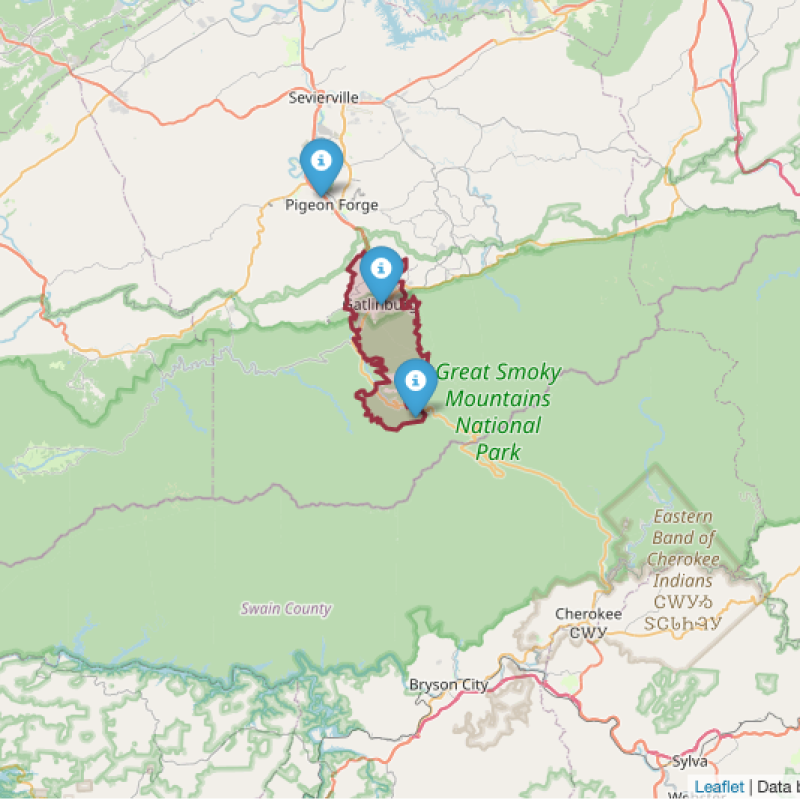 Figure 1: Map of the Great Smoky Mountains National Park