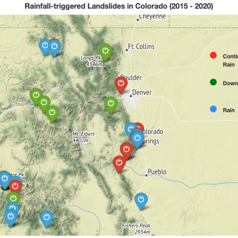 Rainfall-triggered Landslides in Colorado (2015-2020)