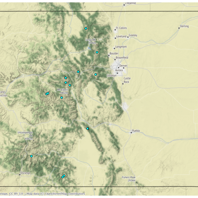 Lake map of Colorado