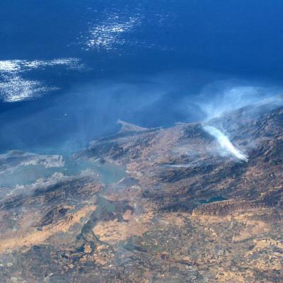 Satellite image of wildfires around the Bay Area